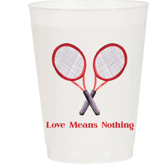 Sip Sip Hooray Love Means Nothing Tennis Frosted Cups S/6