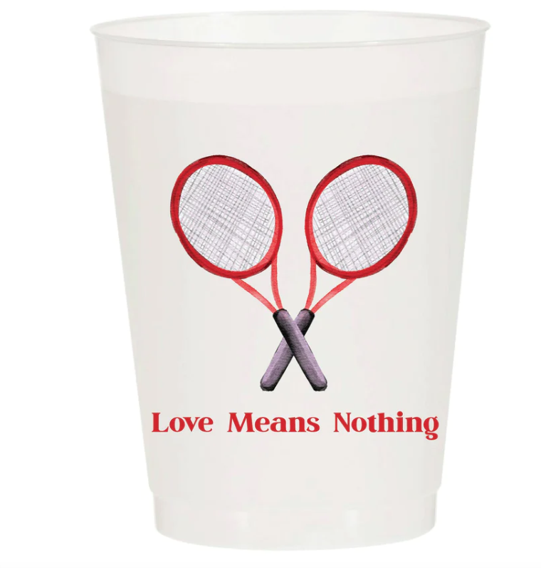 Sip Sip Hooray Love Means Nothing Tennis Frosted Cups S/6