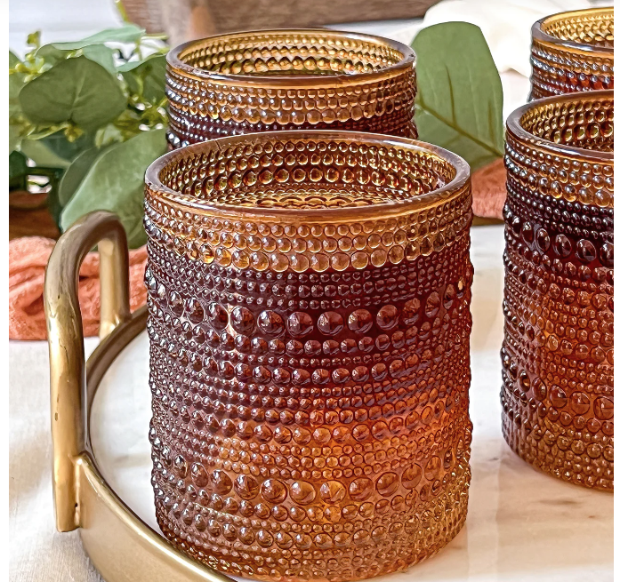 Kate Aspen 10 oz. Textured Beaded-Rose Gold- Old Fashioned Drinking Glasses (set of 6)