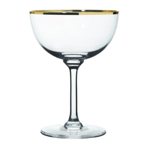 The Vintage List Crystal Champagne Saucer Gold Rim