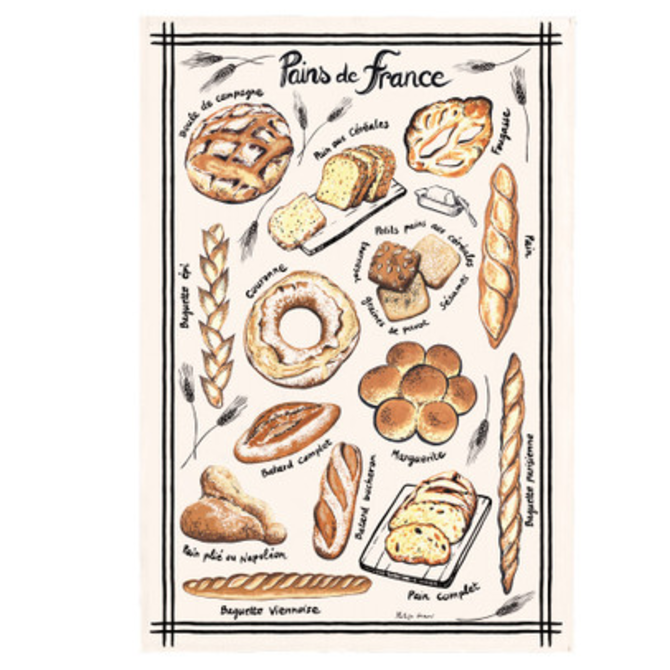 The French Farm Torchons & Bouchons Tea Towel Pains de France