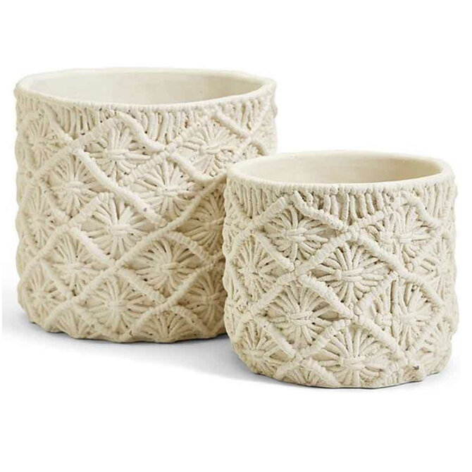 Two's Company Macrame Pattern Planter - Small