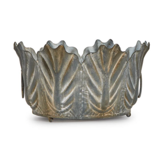 Unique Large Riveted Zinc Planter Set of 2 for Outdoor or Indoor Use, Garden, Deck, and Patio