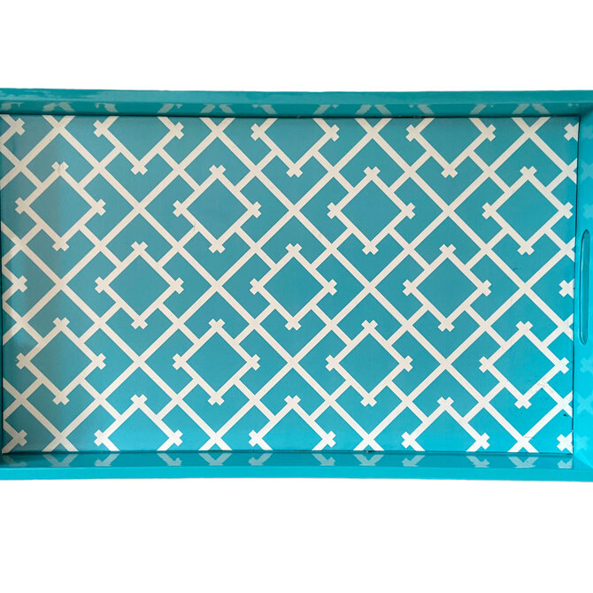 Two's Company PATTERN PLAY GALLERY TRAYS - LG / BLUE