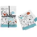 Two's Company Dog Crew Dish Towel with Bone Shaped Cookie Cutter