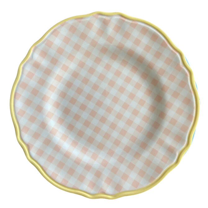 Two's Company Gingham Garden Dessert Plates