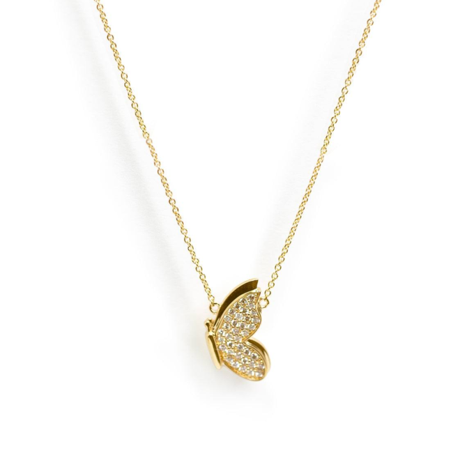 Sydney Evan Small Pave In Flight Butterfly Necklace