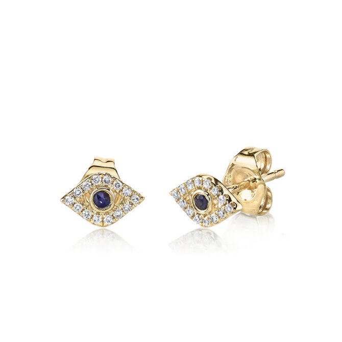 Sydney Evan Small Bezel Diamond Evil Eye Studs