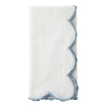 Amanda Lindroth White Scallop Napkin Blue Set/4
