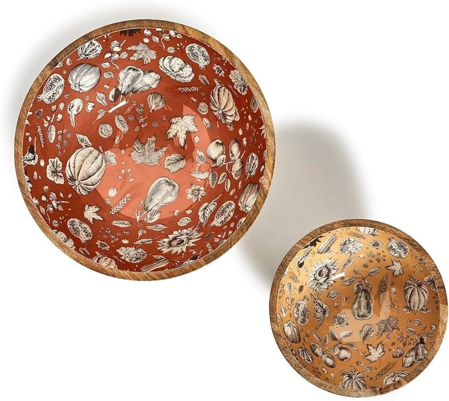 Two's Company Autumn Soiree Wooden Bowls sml