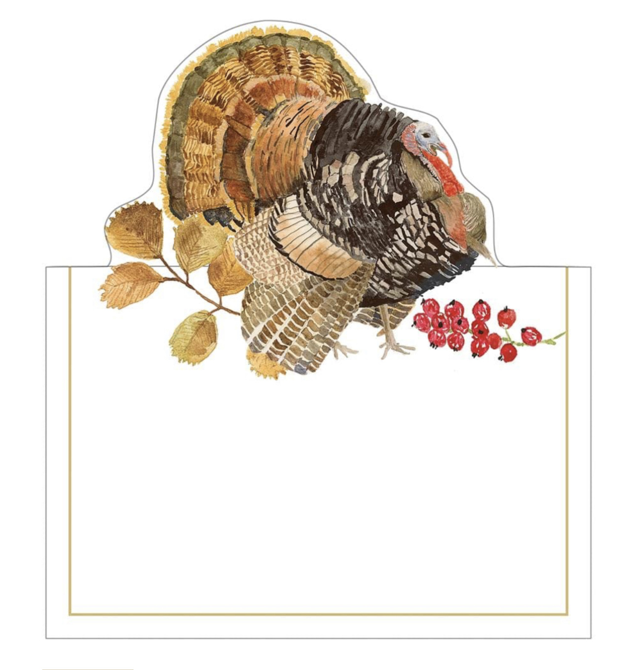 Caspari Woodland Turkey Place Cards - Pk of 8