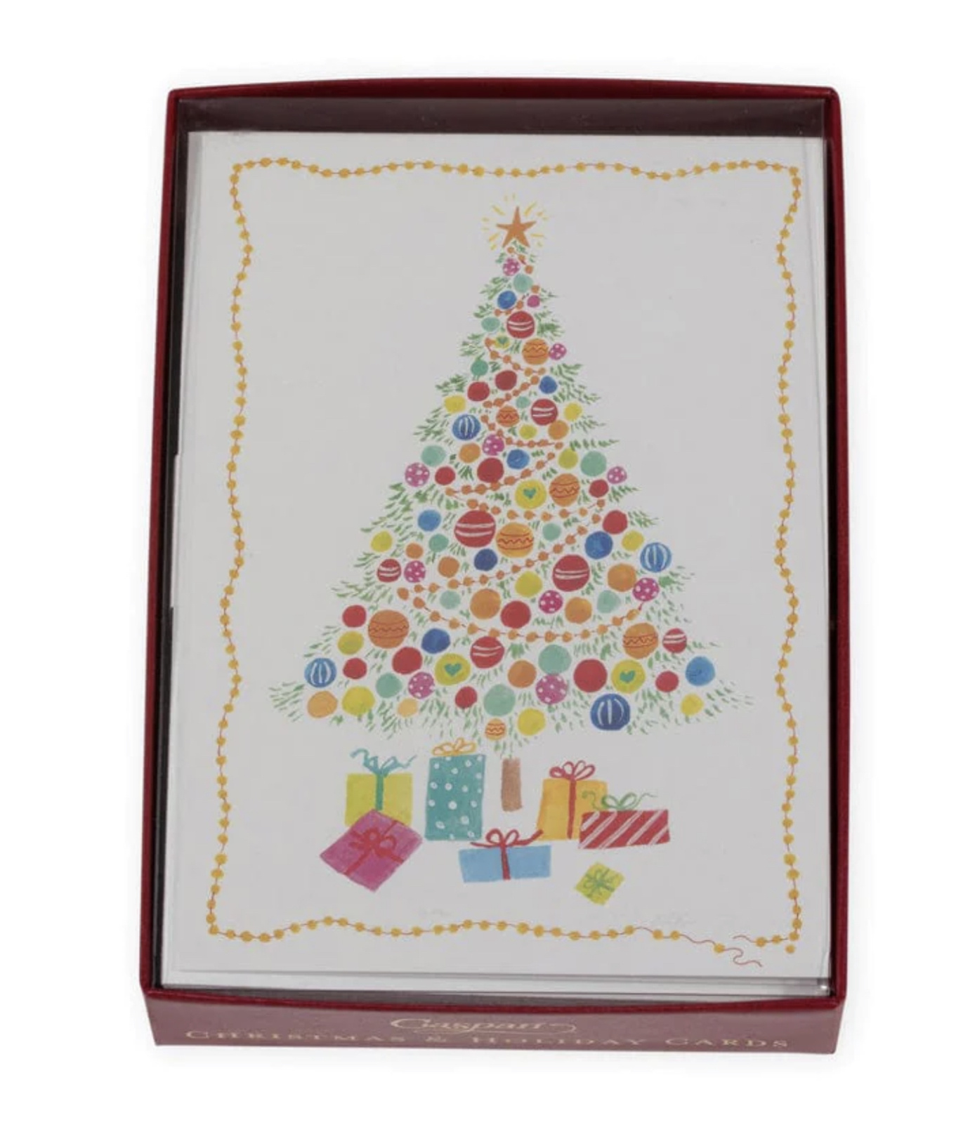 Caspari Merry & Bright Christmas Tree Christmas Cards - Box 16