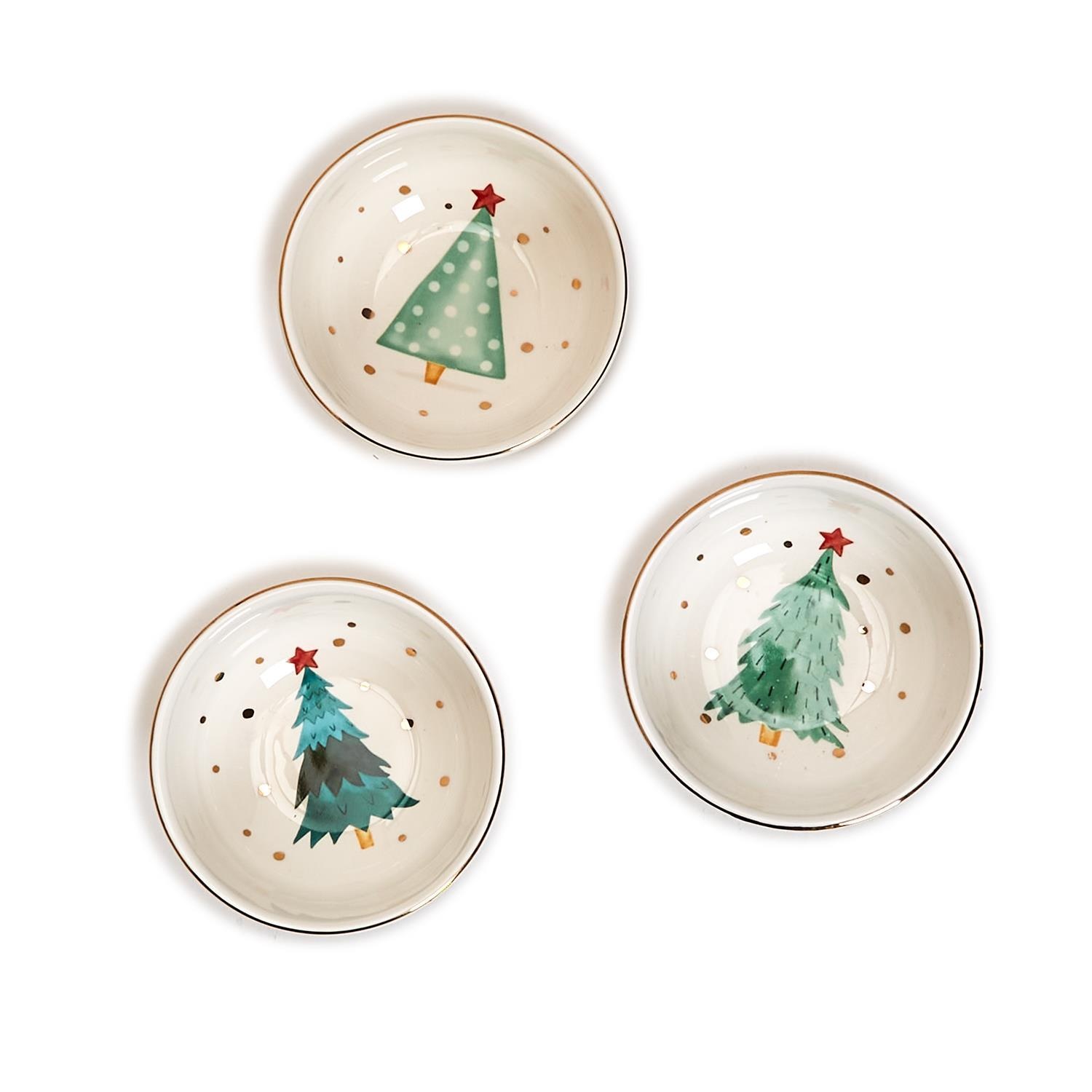 Two's Company Christmas Tree Tidbit Bowls