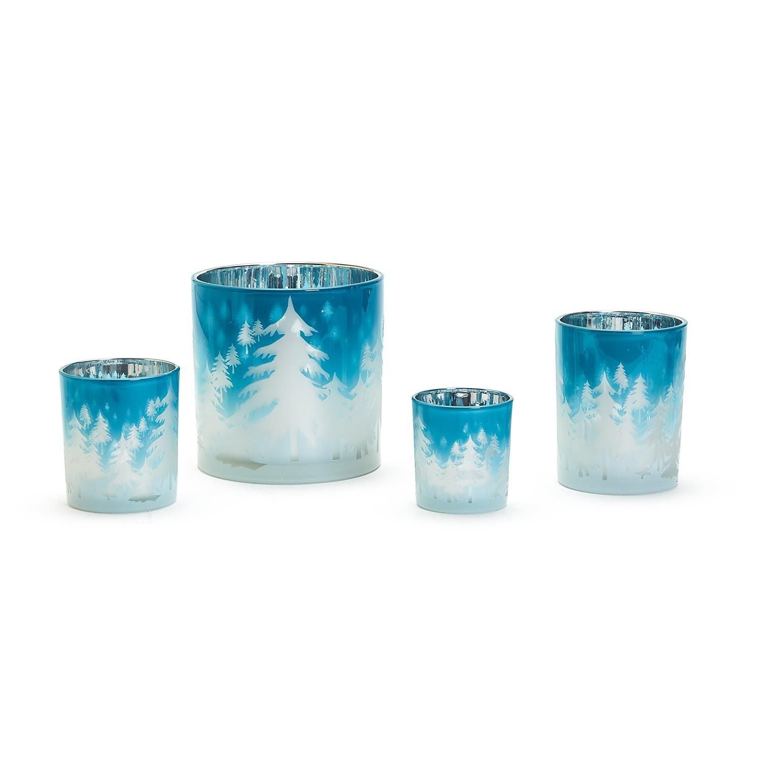 Two's Company Snowed Forest Frosted Candleholder - Large