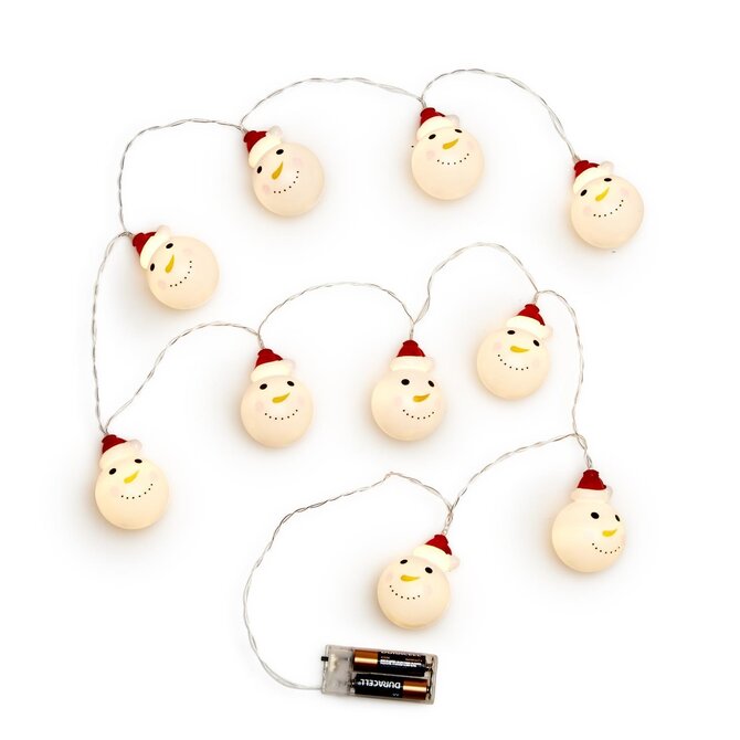 Two's Company Jolly Snowman with Santa Hat LED Garland String