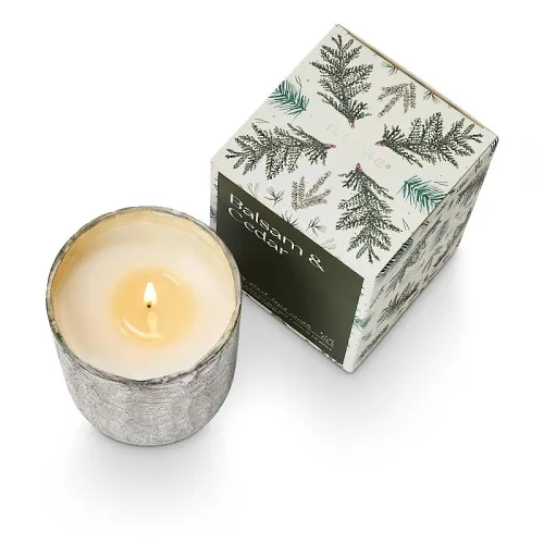 Illume Balsam & Cedar Large Boxed Crackle Glass Candle