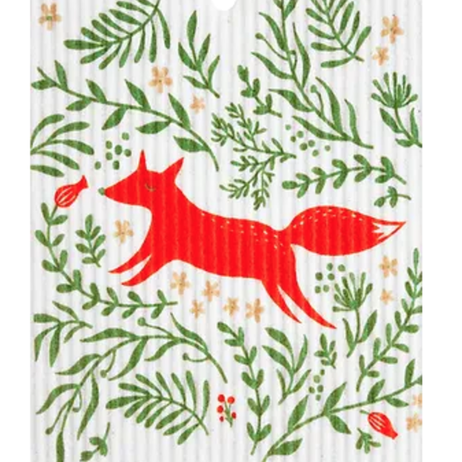 Gry & Sif Swedish Wash Towel, Floral Fox