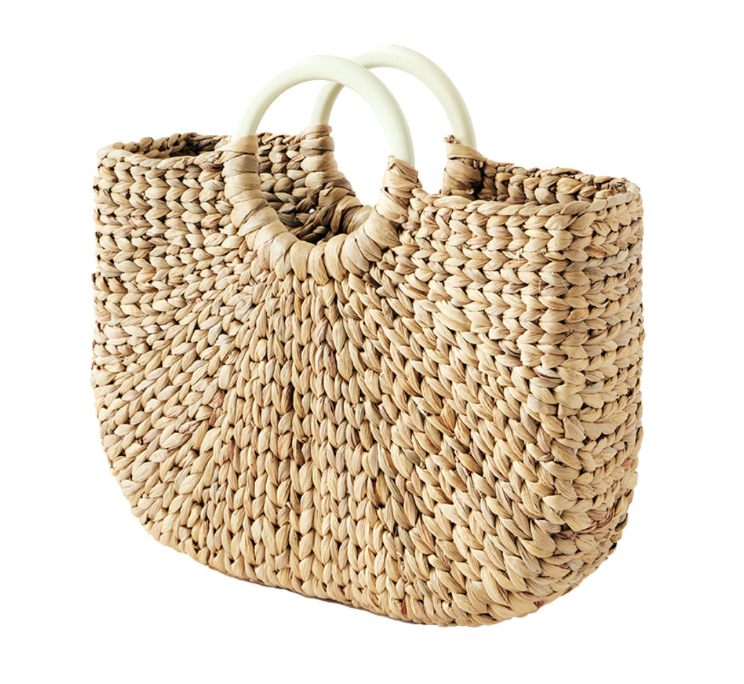 Sir Madam Demilune Basket Tote, Small Parchment