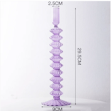 Ivore Lace Taper Glass Candle Stick - Purple
