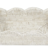 Caspari Rattan Scalloped Large Tray Cream
