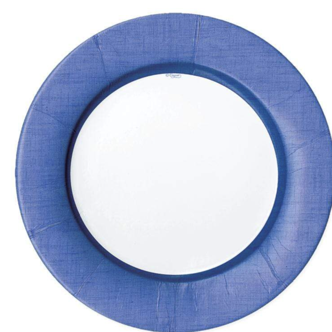 Caspari Linen Border Paper Salad & Dessert Plates in Blue II - 8 Per Package