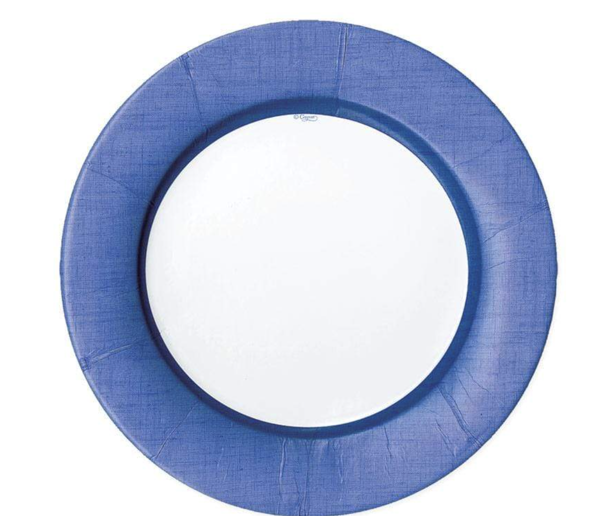 Caspari Linen Border Paper Salad & Dessert Plates in Blue II - 8 Per Package