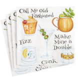 Caspari Cocktail Hour Paper Cocktail Napkins - 20 Per Package