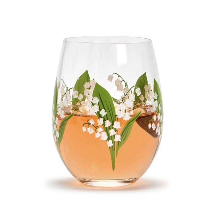 Two's Company Lily of the Valley Stemless Wine Glass