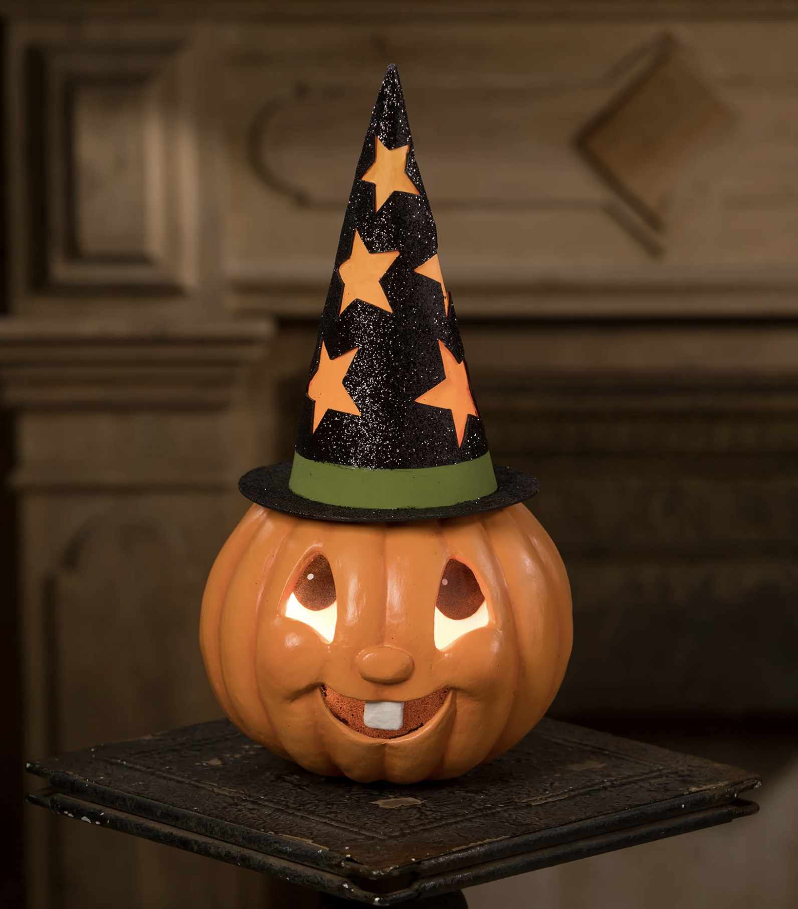 Bethany Lowe Designs Retro Pumpkin Witch Container