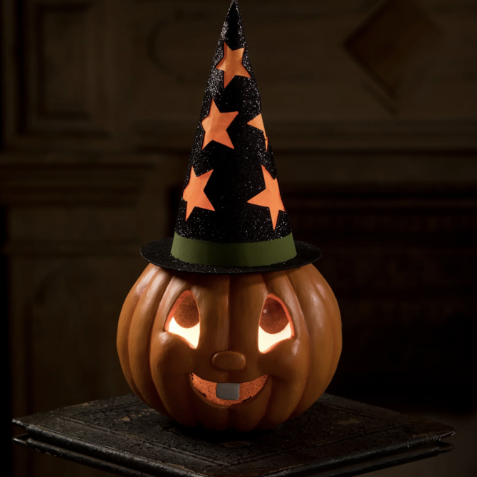 Retro Pumpkin Witch Container