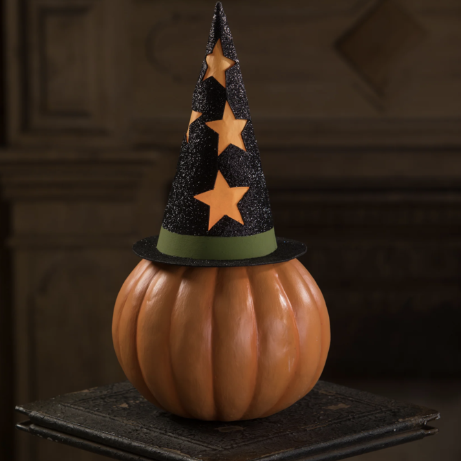 Bethany Lowe Designs Retro Pumpkin Witch Container