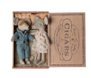 Maileg Mum and Dad Mice in Cigarbox with Sleep Masks