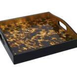 Caspari Tortoiseshell Lacquer Square Tray - 14" Square