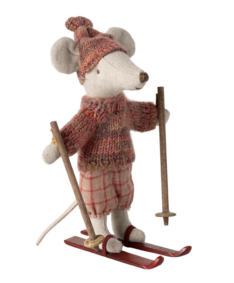 Maileg Winter Mouse with Ski Set - Big Sister - Rose