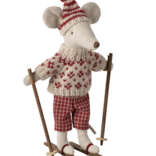 Maileg Winter Mouse with Ski Set - Mum - Red