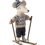 Maileg Winter Mouse with Ski Set - Dad - Blue