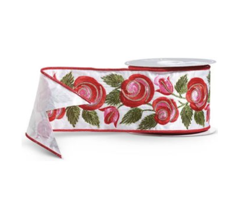RAZ Imports Embroidered Roses Ribbons