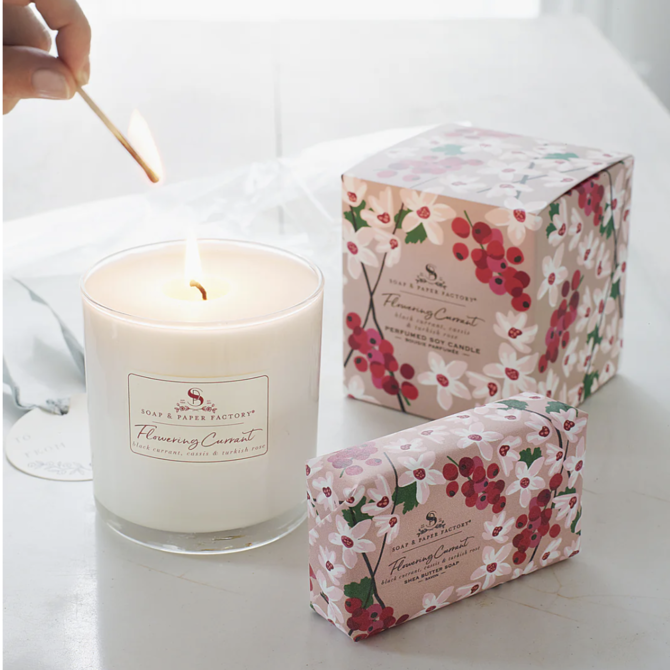 Soap & Paper Factory Flowering Currant 9.5 oz LG Soy Candle & 5 oz Soap