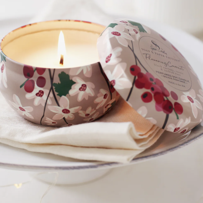 Soap & Paper Factory Flowering Current 6 oz LG Tin Soy Candle