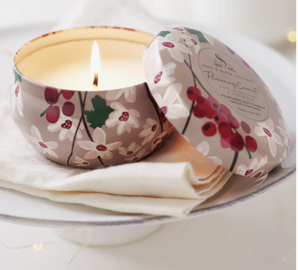 Soap & Paper Factory Flowering Current 6 oz LG Tin Soy Candle