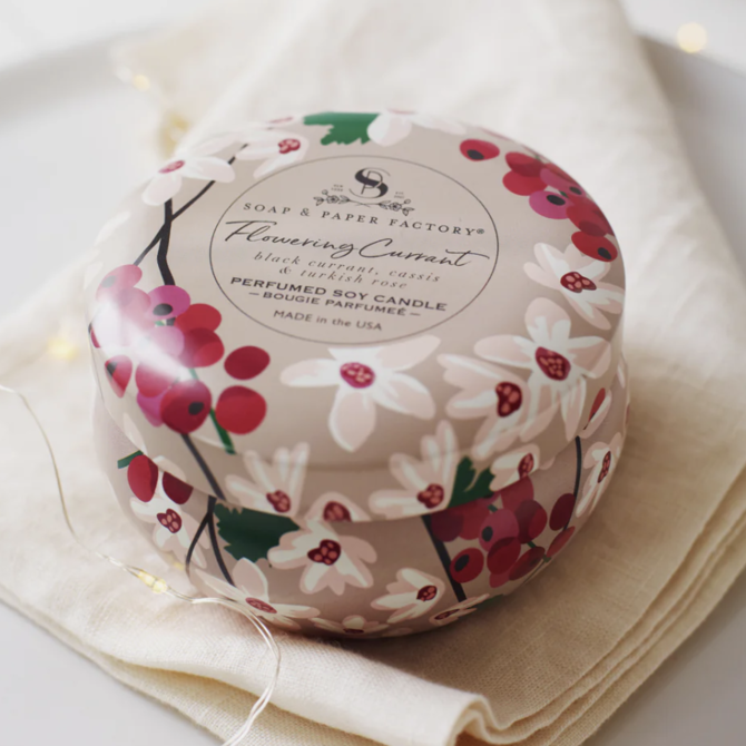 Soap & Paper Factory Flowering Current 6 oz LG Tin Soy Candle