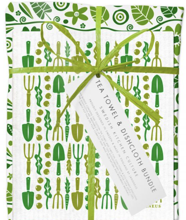 Jangneus Swedish Dishcloth &tea Towel Bundle Gardening-Green