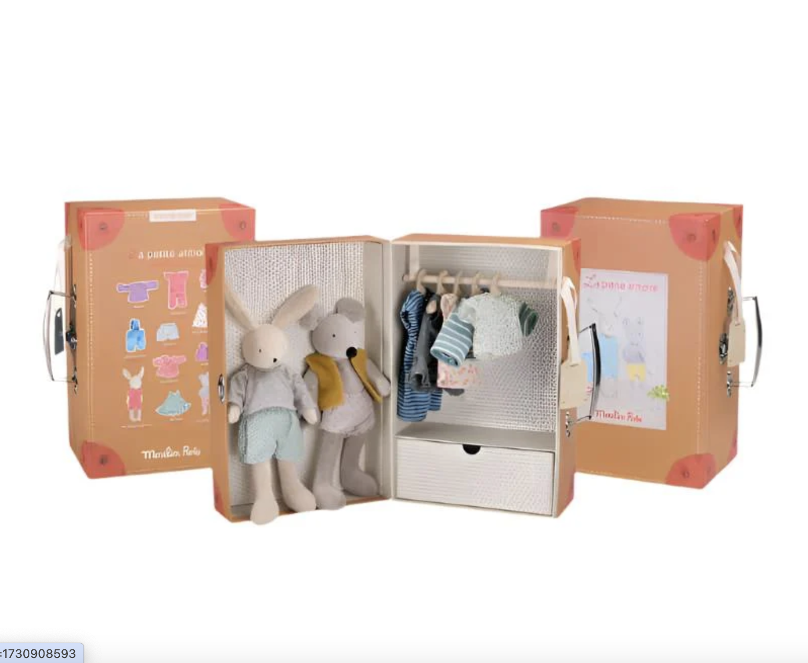 Moulin Roty-by Speedy Monkey Suitcase Rabbit & Mouse Wardrobe