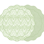 Holly Stuart Home Scallop Two Sided Placemat Damask Grass Green/Dot Fan