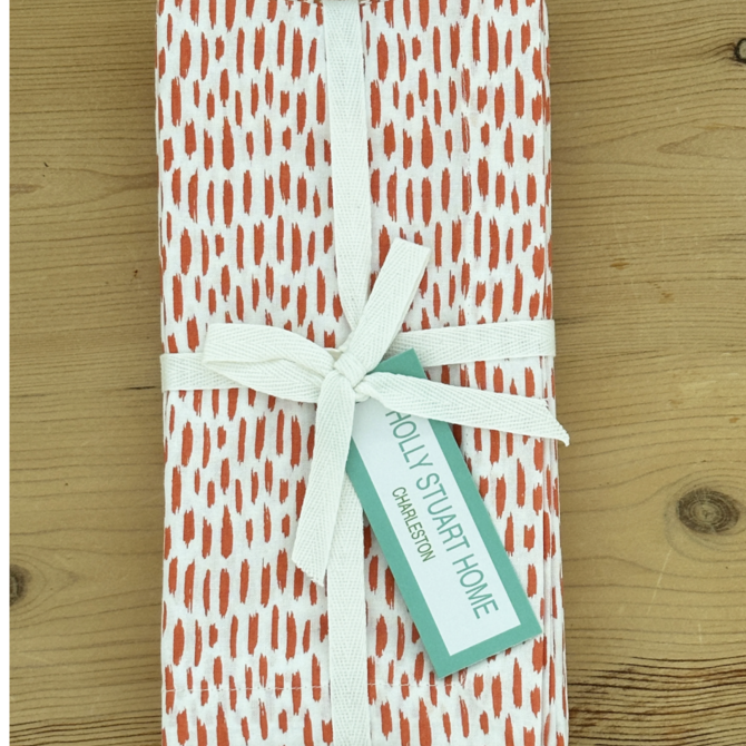 Holly Stuart Home Cotton Block Print Napkins S/4 Camelia