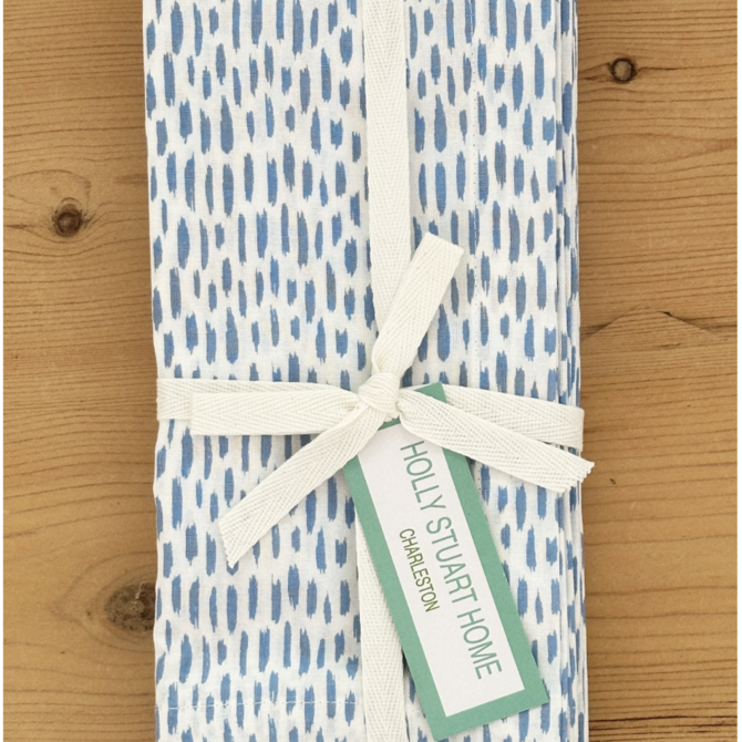 Holly Stuart Home Cotton Block Print Napkins S/4   Ocean