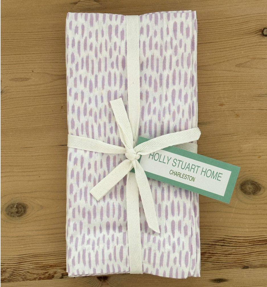 Holly Stuart Home Cotton Block Print Napkins - Set of 4  Lavender