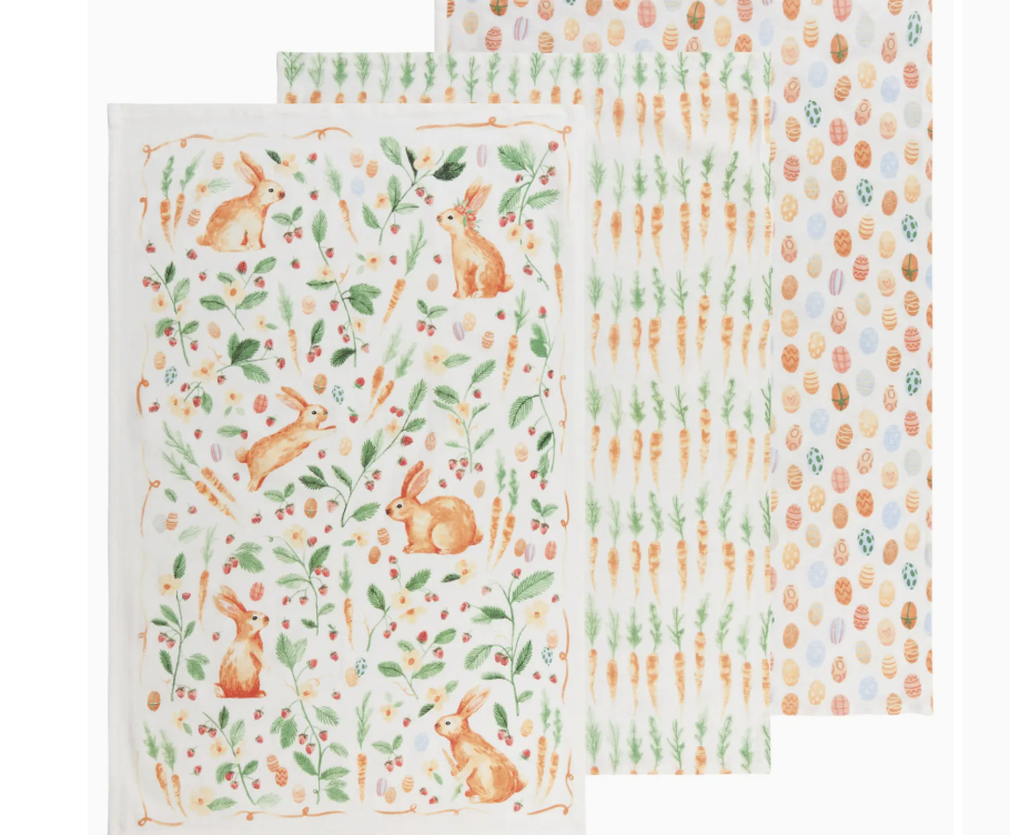 Now Designs by Danica Easter Meadow Baker's Floursacks Set of 3 Assorted