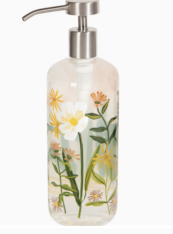 Now Designs by Danica Bees & Blooms Glass Soap Pump