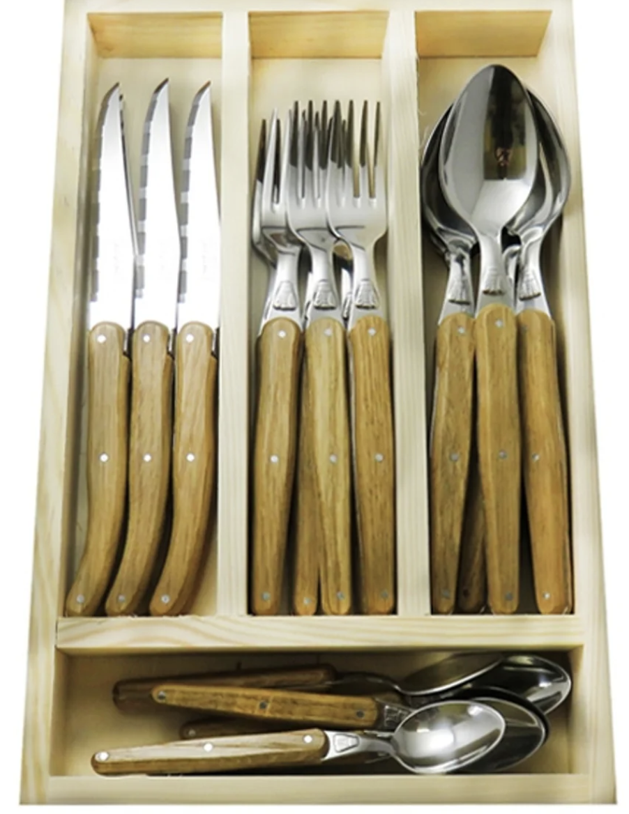 The French Farm 24 Piece Oak Placesetting